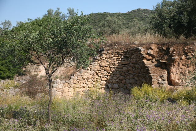 Kazarma - Tholos tomb with the acropolis citadel on the crest of the hill 